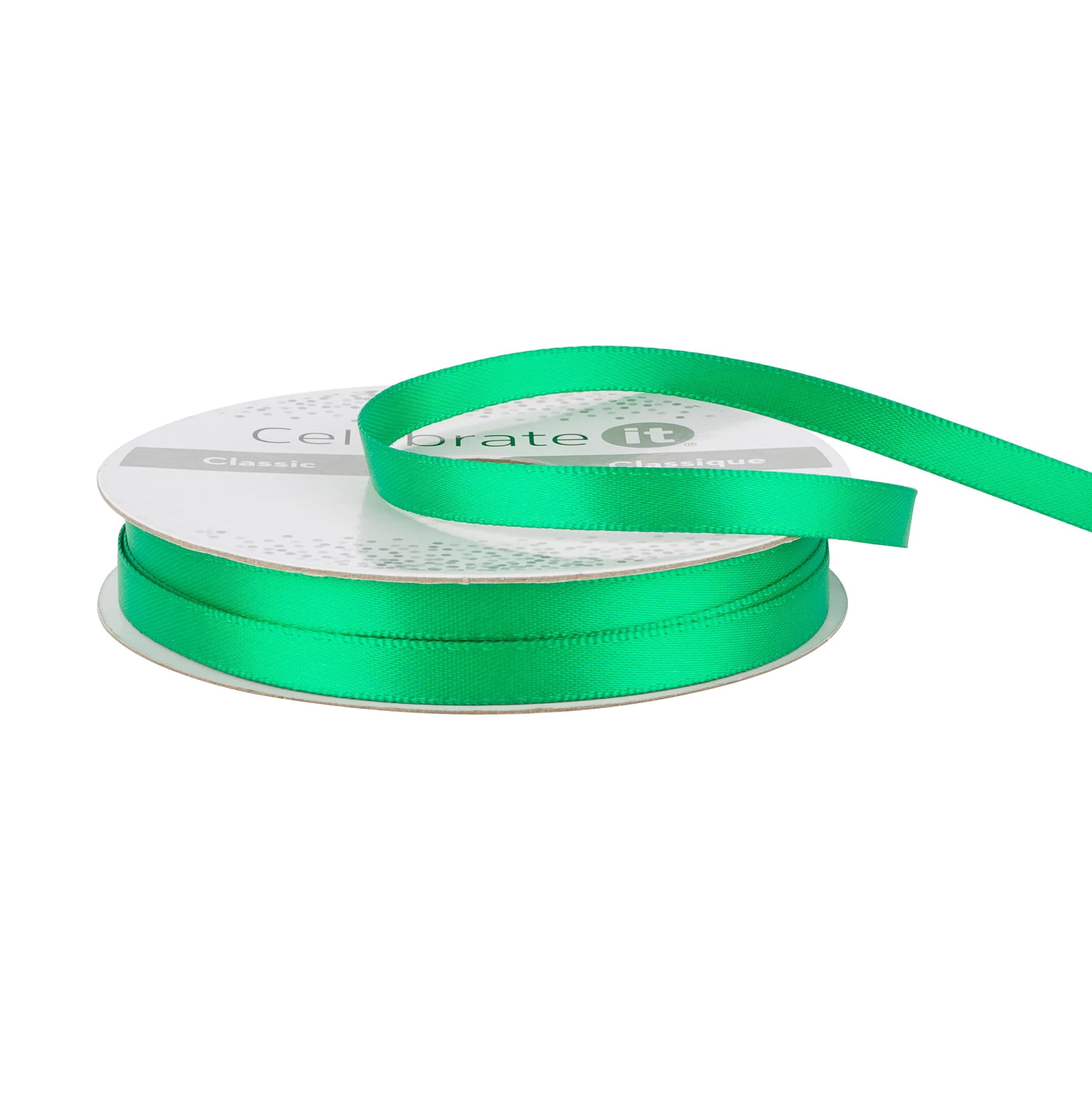 1/4" x 10yd. Emerald Satin Ribbon by Celebrate It – Non-Wired with Woven Edge - Polyester – Ideal for Gift Wrapping - Baskets & DIY Crafts - 24 Pack