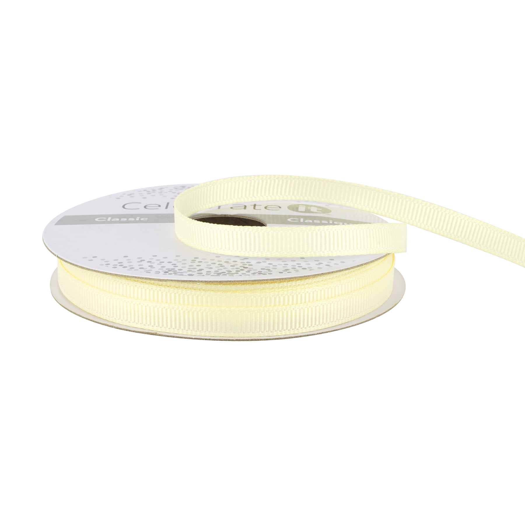 1/4" x 10yd Ivory Grosgrain Ribbon by Celebrate It – Non-Wired Woven Edge Ribbon - Polyester - Ideal for Crafts - Gift Wrap - and Bows - 24 Pack