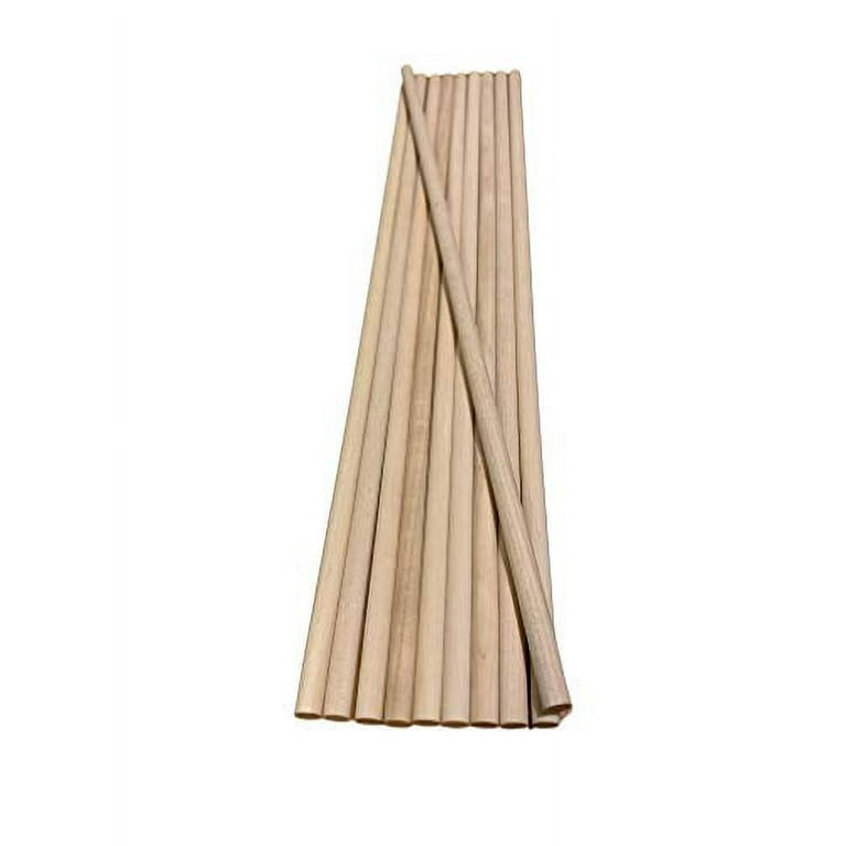 Wood Sticks Wooden Dowel Rods - 1/2 Inch x 12 Inch Unfinished
