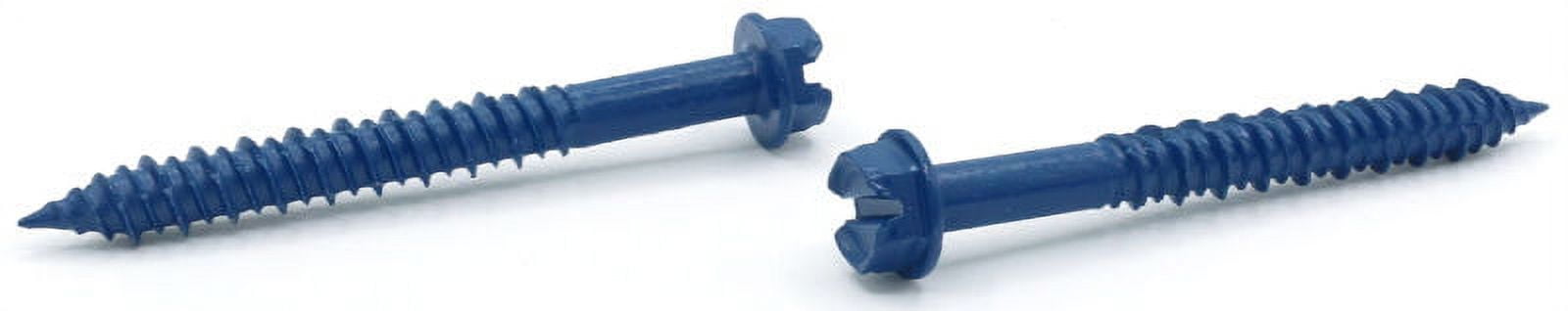 1/4" x 2 1/4" Concrete Screws / Slotted / Hex Washer Head / Blue Perma-Seal - 100 Piece Carton