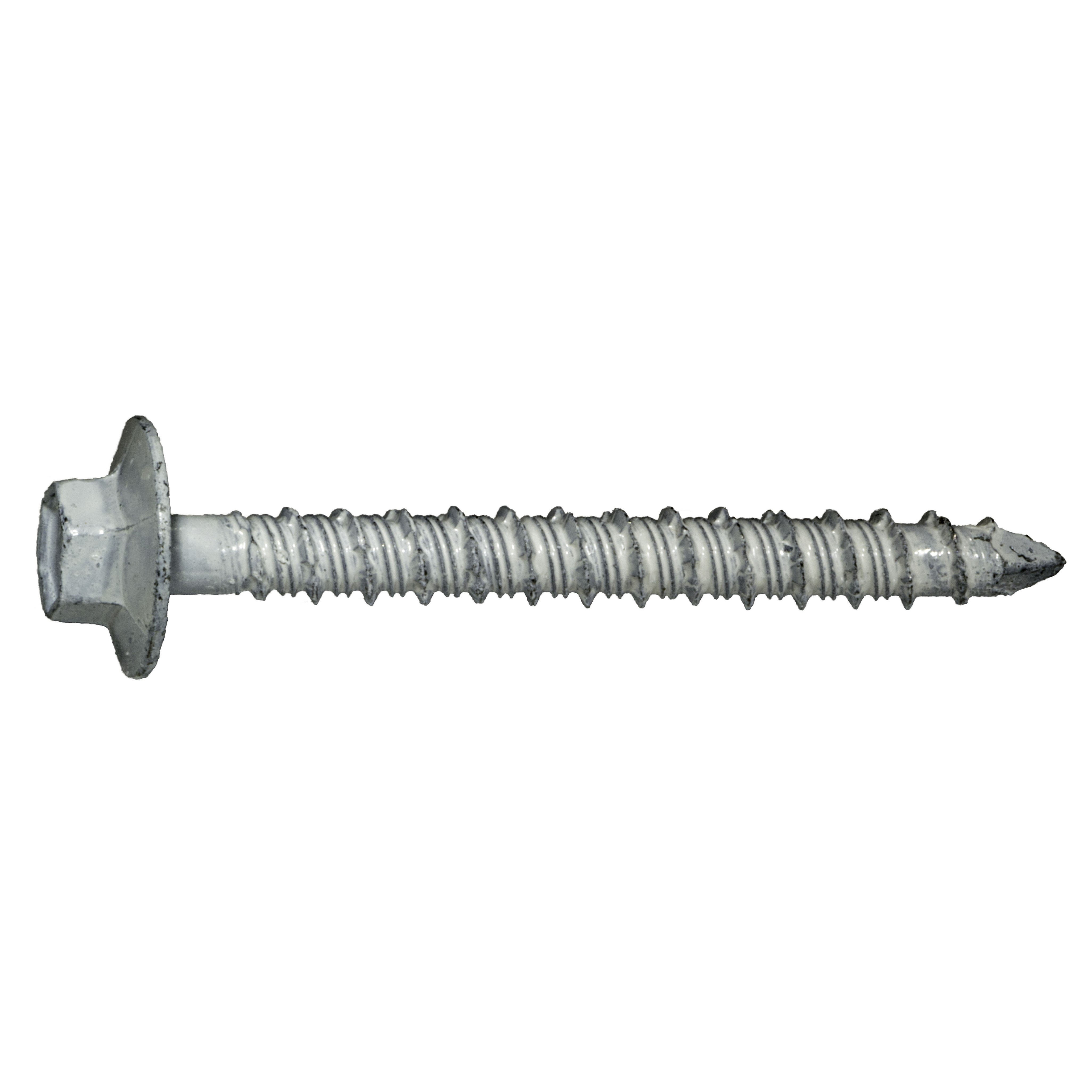 1/4" x 2-1/4" White Hex Flange Head Tapcon Masonry Screws (100 pcs.)