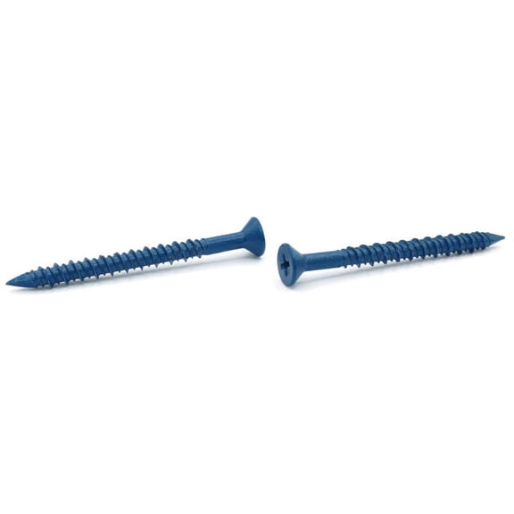1/4" x 2 3/4" Concrete Screws / Phillips / Flat Head / Blue Perma-Seal - 100 Piece Carton