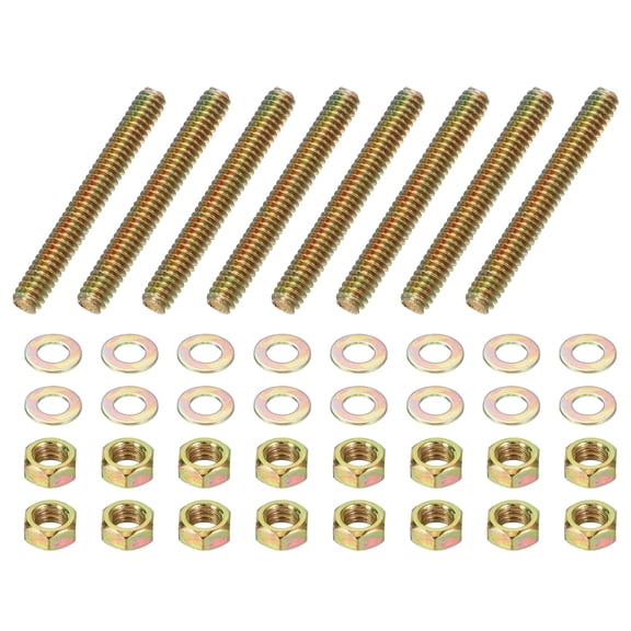 1/4" x 2" Color Zinc Fully All Thread Rod, 8 Pcs Carbon Steel Long Threaded Screw for Furniture Garden