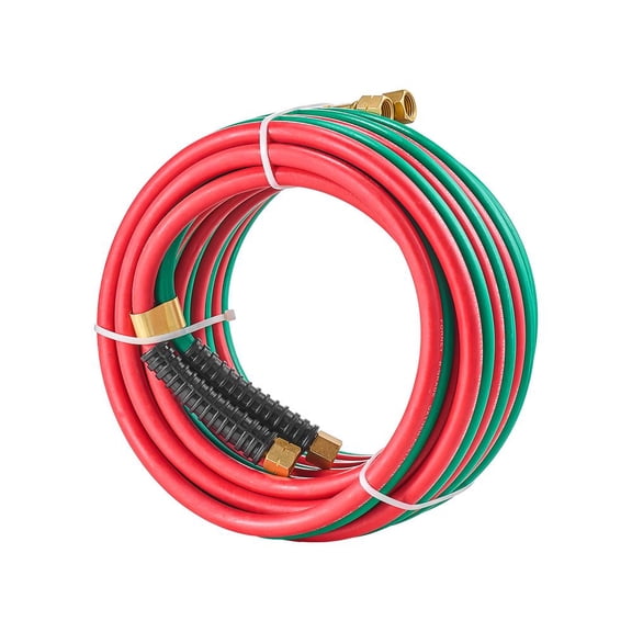 1/4" x 25FT Oxy Acetylene Hose, R Grade Twin Welding Torch Hose with 9/16"-18 Fittings, 300PSI for Cutting Soldering Brazing