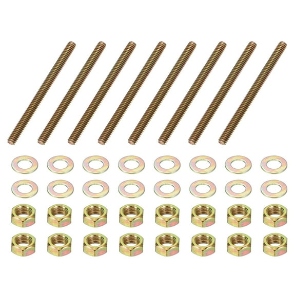 1/4" x 3-1/4" Color Zinc Fully All Thread Rod, 8 Pcs Carbon Steel Long Threaded Screw for Furniture Garden