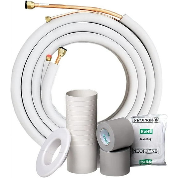 1/4" x 3/8" 9K MrCool Ductless Mini Split Line Set AC Kit with Control Wire 25 Ft