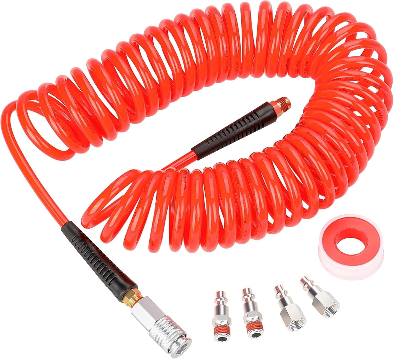 1/4 in x 30 ft Polyurethane Air Compressor Hose with Bend Restrictors ...