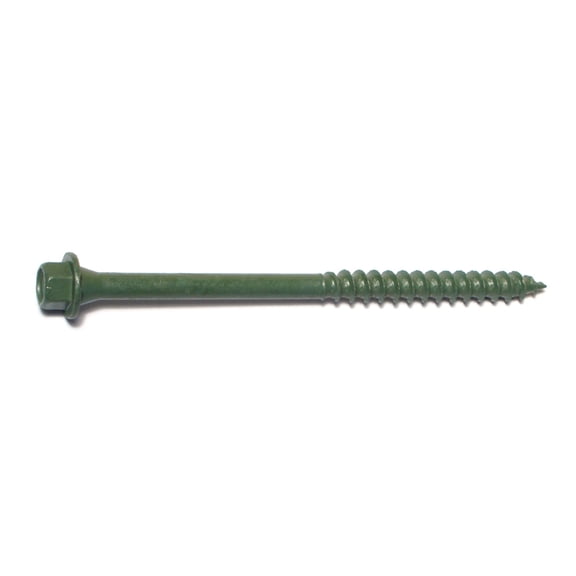 1/4" x 4" Green Ceramic Coated Steel Indented Hex Washer Head Timber Screws TSIHWS-054