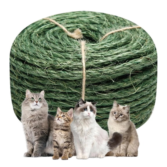 1/4" x 49Ft Green Sisal Rope DIY Hemp Rope for Cat Scratching Post Replacement