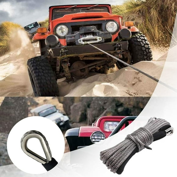 1/4" x 50' Synthetic Winch Rope - 7500 LB Capacity ATV/UTV Winch Line with Protective Sleeve - Heavy Duty Truck, Boat Recovery Rope - Replacement Cable for Warn & Other Winches