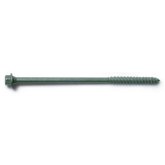 1/4" x 6" Green Ceramic Coated Steel Indented Hex Washer Head Timber Screws TSIHWS-057