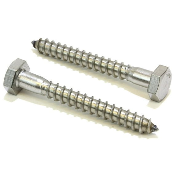 1/4"x2" Stainless Hex Head Lag Bolt Screws, (25 Pack), 304 (18-8) Stainless Steel Coach Bolts/Large Screws for Wood with Plain Finish by Bolt Dropper