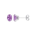 thumbnail image 1 of Gem & Harmony 1.40 Carat (Ctw) Amethyst Oval Stud Earrings in Sterling Silver for Women, 1 of 5