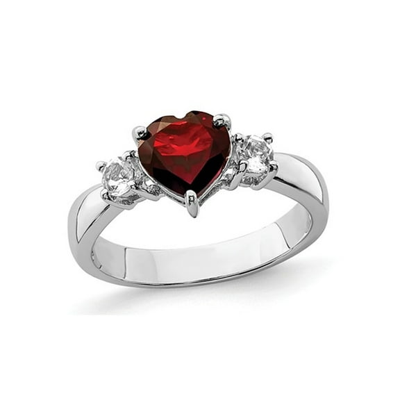 1.40 Carat (Ctw) Garnet and White Topaz Ring in Sterling Silver