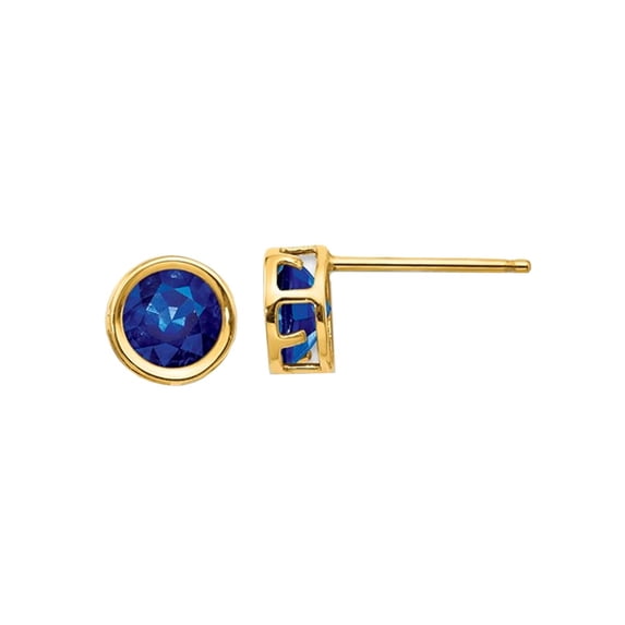 1.40 Carat (Ctw) Natural Dark Blue Sapphire Post Earrings 5mm in 14K Yellow Gold for Women