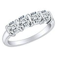 thumbnail image 1 of AFFY 1.40 Carat (Ctw) Round White Natural Diamond 4 Stone Eternity Wedding Band Ring In 14k Solid White Gold Ring Size-7.5, 1 of 1