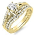thumbnail image 1 of 1.40 Carat (ctw) 10K Yellow Gold Princess & Round Diamond Ladies Ring Engagement Bridal Wedding Band Set, 1 of 1