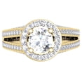 thumbnail image 1 of 1.40 Carat (ctw) 10K Yellow Gold Round Cut Diamond Ladies Bridal Split Shank Halo Engagement Ring, 1 of 1