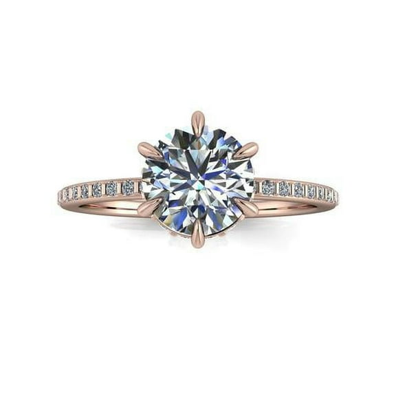 1.40 Ct Stunning Solitaire Round Diamond Wedding Rings For Women Solid 14K Rose Gold