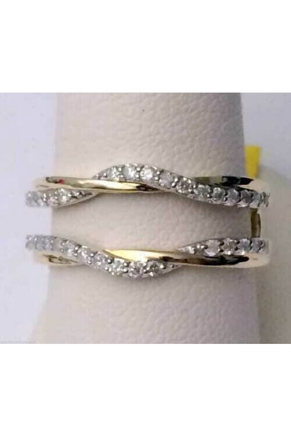 1.40CT Lab Created Diamond Round Cut 14K Yellow Gold Plated Sterling Silver Engagement Enhancer Wrap Ring