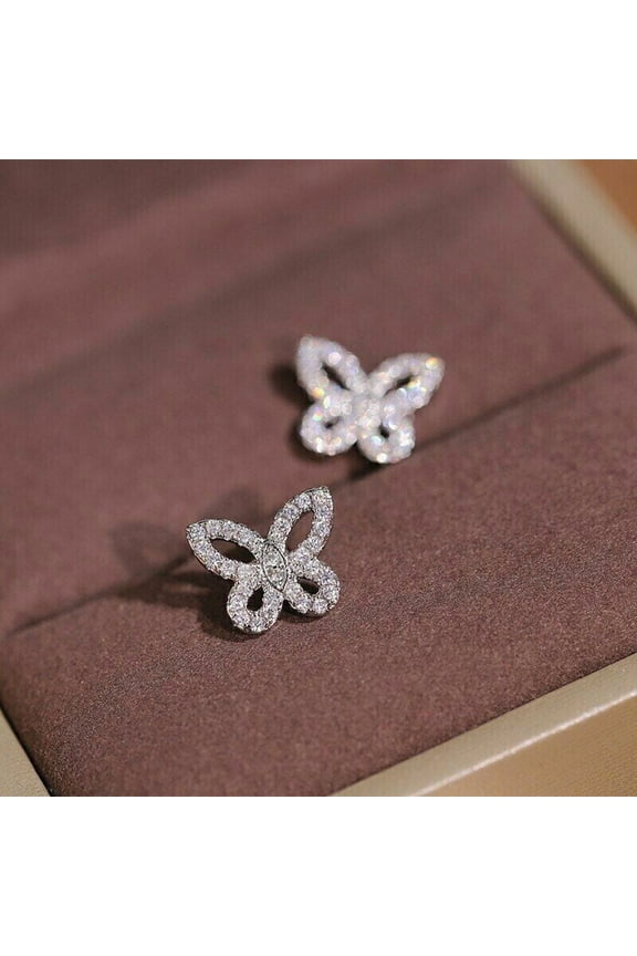 1.40Ct Round Lab Created Diamond Butterfly Pretty Stud Earrings 14K White Gold Plated
