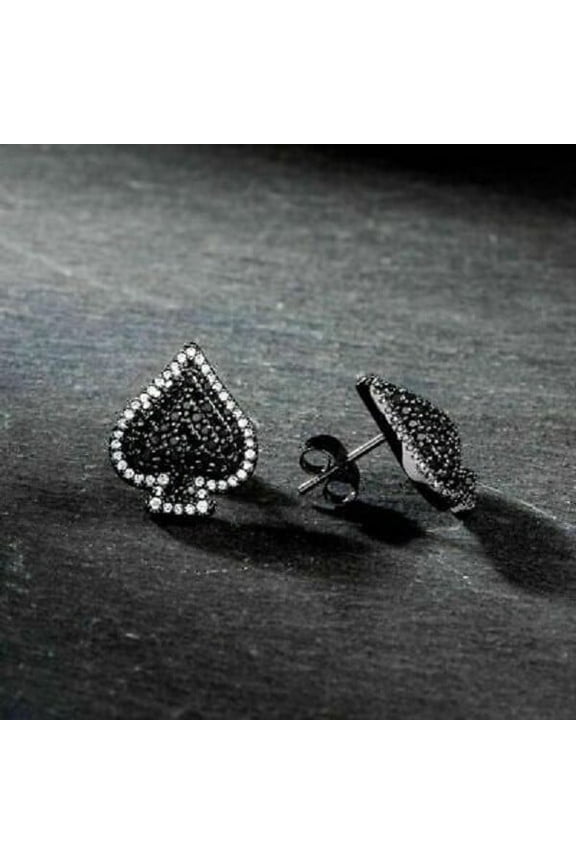 1.40ct Lab Created Diamond Men's Ace Of Spade Earring 14k White Gold Over