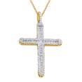 thumbnail image 1 of AFFY 1.41 Ct Round Cut Natural Diamond Cross Pendant Necklace In 14K Solid Yellow Gold, 1 of 1