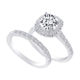 thumbnail image 1 of AFFY 1.42 Carat Round Shape White Natural Diamond Semi Mount Halo Engagement Ring Set 18K Solid White Gold Ring Size-7, 1 of 1
