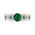 thumbnail image 1 of Solitaire with Accents Engagement Ring for Women - 1.42ct Simulated Emerald in 18K White Gold Promise Ring, 1 of 6