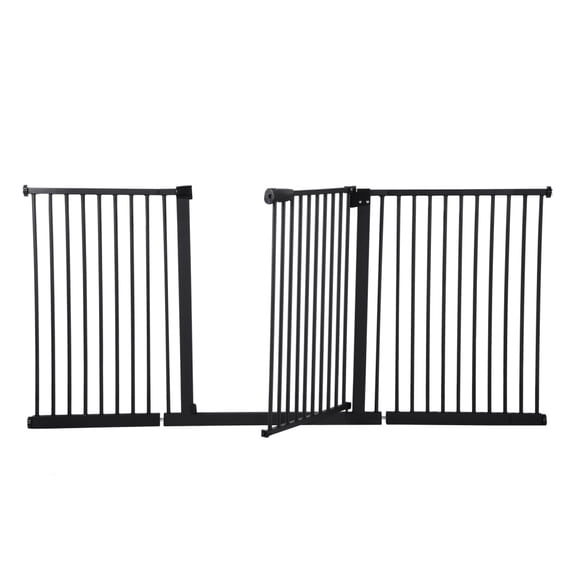 1.42" Ultra Narrow Spacing Extra Wide Dog Pet Gate Pressure Mounted Walk Through Double Lock Swing Auto Close Safety Metal Toddler Baby Puppy Pet for Indoor, Doorway (Black)