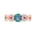 thumbnail image 1 of Clara Pucci 14K Rose/White Gold Solid Gold BlueMoissanite Solitaire with Accents Anniversary Ring for Women - 1.42 cttw Round Cut, 1 of 8