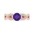 thumbnail image 1 of Clara Pucci 14K Rose/White Gold Solid Gold Amethyst Solitaire with Accents Anniversary Ring for Women - 1.42 cttw Round Cut, 1 of 8