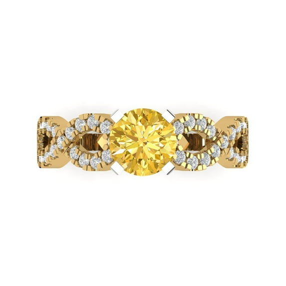 Clara Pucci 14K Yellow/White Gold 1.42ct Citrine Solitaire with Accents