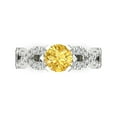 thumbnail image 1 of 1.42 ct Round Cut Natural Citrine Solitaire with Simulated Diamond Accents 14K White Gold Womens Engagement Ring, 1 of 6