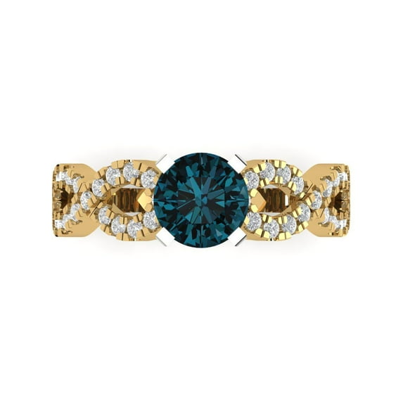 Clara Pucci 14K Yellow/White Gold 1.42ct LondonBlueTopaz Solitaire with