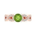 thumbnail image 1 of 1.42 ctw Solitaire with Zirconia Diamond Accents Anniversary Ring for Women | Round Cut Natural Peridot | Hyperallergenic Solid 18K Rose/White Gold, 1 of 5