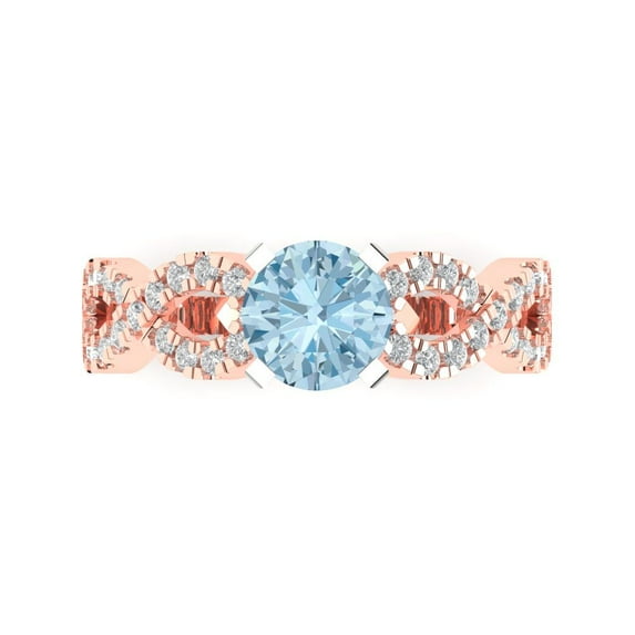 Clara Pucci 14K Rose/White Gold 1.42ct SwissBlueTopaz Solitaire with