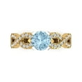 thumbnail image 1 of 1.42 ct Round Cut Natural Swiss Blue Topaz Solitaire with Simulated Diamond Accents 14K Yellow/White Gold Womens Engagement Ring, 1 of 5