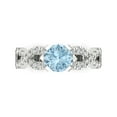 thumbnail image 1 of 1.42 ct Round Cut Natural Swiss Blue Topaz Solitaire with Simulated Diamond Accents 18K White Gold Womens Engagement Ring, 1 of 6