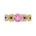 thumbnail image 1 of Clara Pucci 14K Yellow/White Gold Solid Gold Pink Solitaire with Accents Anniversary Ring for Women - 1.42 cttw Round Cut, 1 of 8