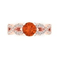 thumbnail image 1 of Clara Pucci 14K Rose/White Gold Solid Gold Red Solitaire with Accents Anniversary Ring for Women - 1.42 cttw Round Cut, 1 of 8