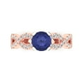 thumbnail image 1 of Clara Pucci 14K Rose/White Gold Solid Gold Tanzanite Solitaire with Accents Anniversary Ring for Women - 1.42 cttw Round Cut, 1 of 8