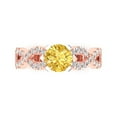 thumbnail image 1 of Clara Pucci 14K Rose/White Gold Solid Gold Yellow Solitaire with Accents Anniversary Ring for Women - 1.42 cttw Round Cut, 1 of 8