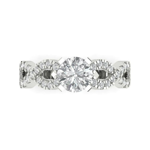 Solitaire with Accents Engagement Ring for Women - 1.42ct Moissanite in 14K White Gold Promise Ring