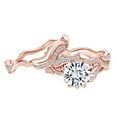 thumbnail image 1 of AFFY 1.43 Carat(Cttw) Round Moissanite & Natural Diamond Wedding Ring With Matching Band 14K Solid Rose Gold Ring Size-5, 1 of 2