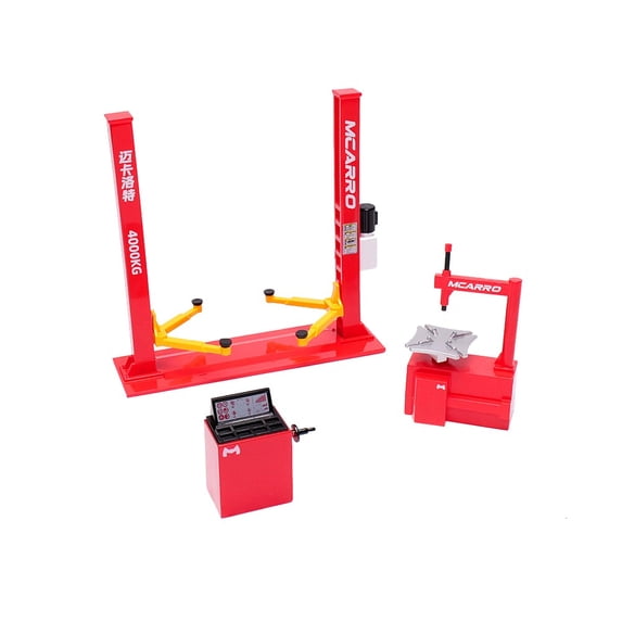 1:43 Diorama Car Lifter Model Set, Garage Repair Scene Dynamic Balancing Machine Props, Workshop Tire Changer Tools Models