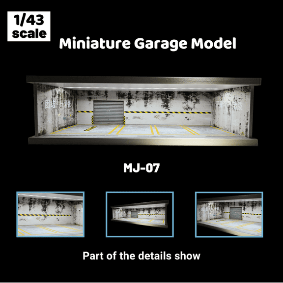 1:43 Diorama Diecast Garage Model, LED Lighting Parking Lot Scene Building Model, Model Cars Scene Display Case with Acrylic Dust Cover