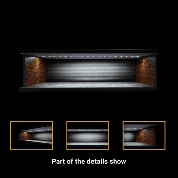 1:43 Diorama Garage Model with LED Lighting, Garage Model Car Display Case for Diecast Car Models, Parking Lot Scene Garage with Acrylic Dust Cover