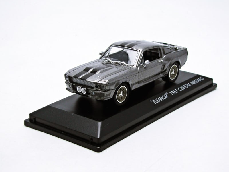 GREENLIGHT COLLECTIBLES 1967 Ford Mustang Custom "Eleanor" Gray Met. w/ Black Stripes "Gone in 60 Seconds" (2000) Movie 1/43 Diecast Model by Greenlight