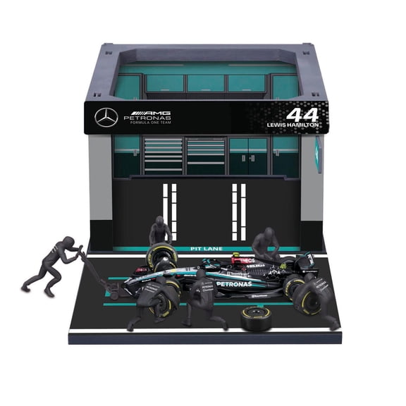 Bburago 1:43 Scale Formula Racing Mercedes W15 Pit Pass 2024 Model Year Race Car Playset